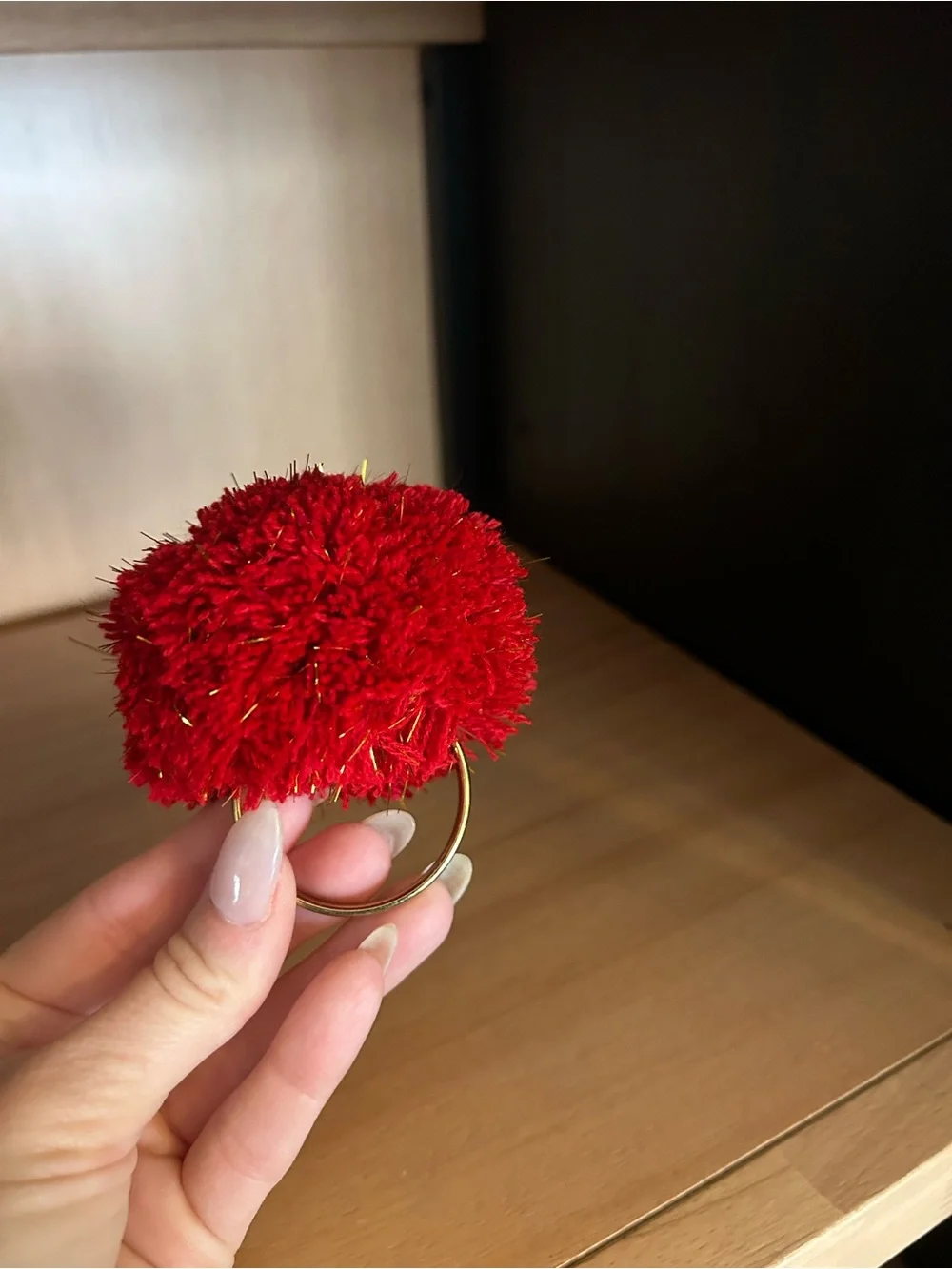 Rachel Zoe Red and Gold Pom-Pom Napkin Rings, Set of 4